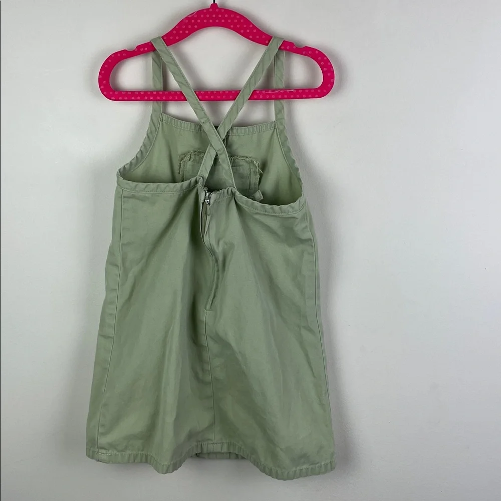 Vintage Y2K Strappy Cotton Canvas Dress Floral Embroidery